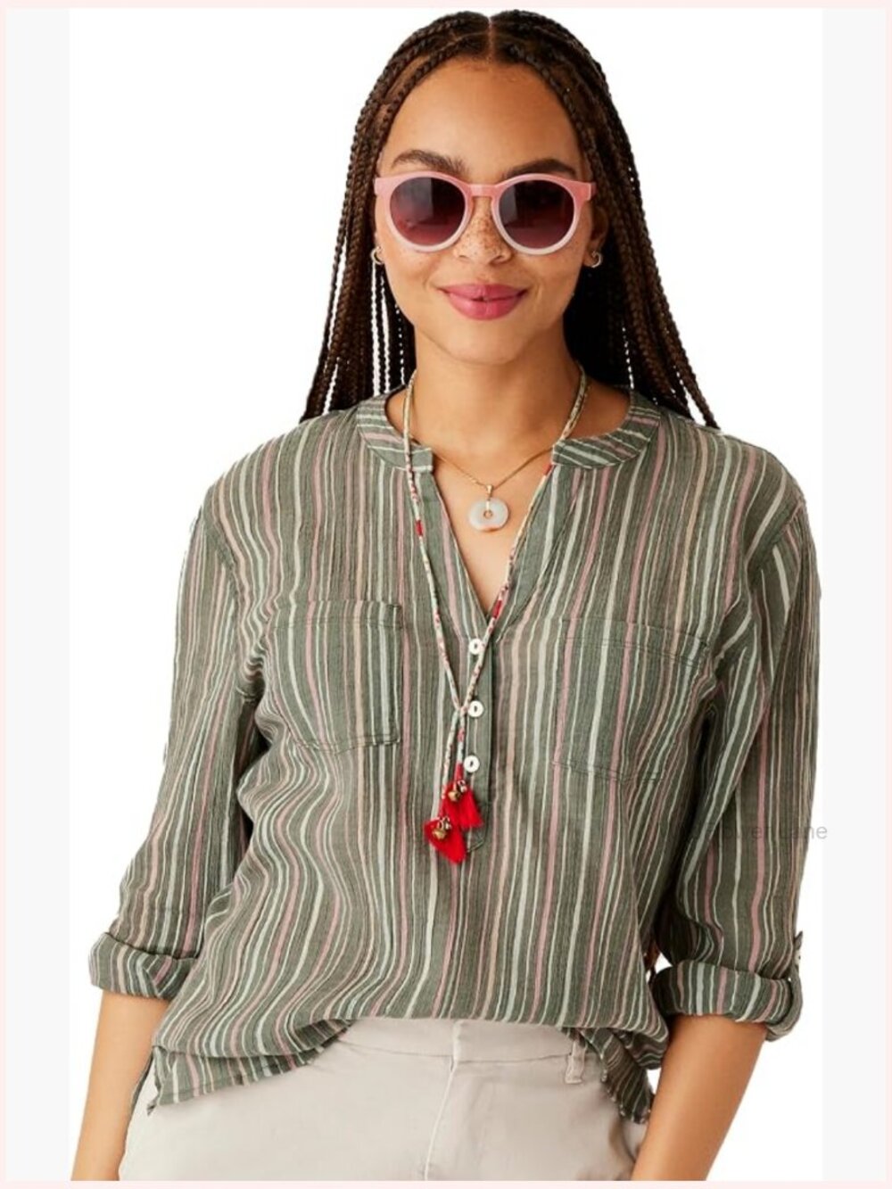 Relaxed Fit Organic Cotton Gauze Button Down Shirt